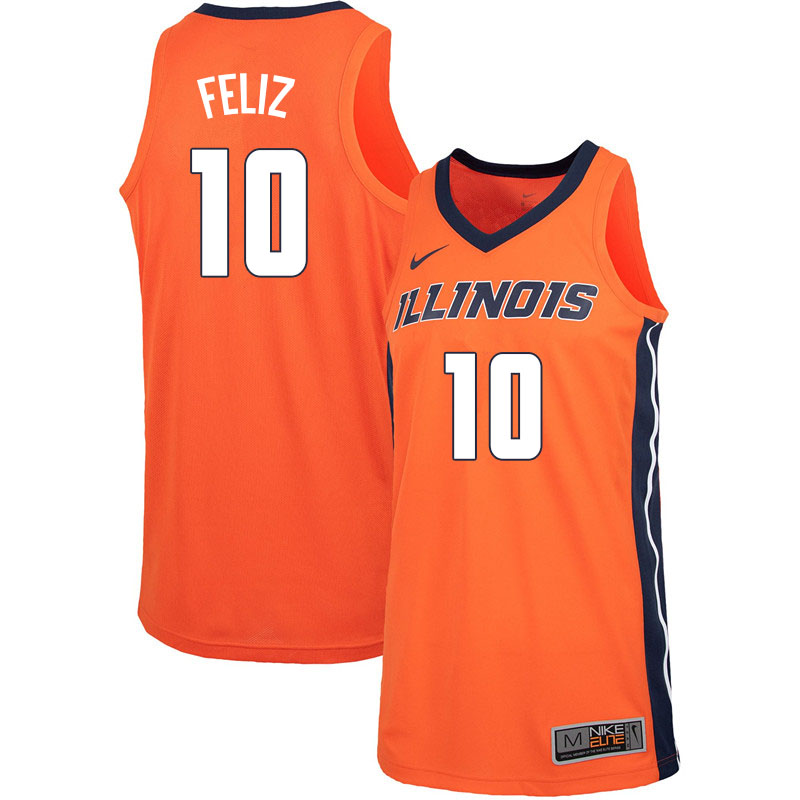 Men #10 Andres Feliz Illinois Fighting Illini College Basketball Jerseys Sale-Orange